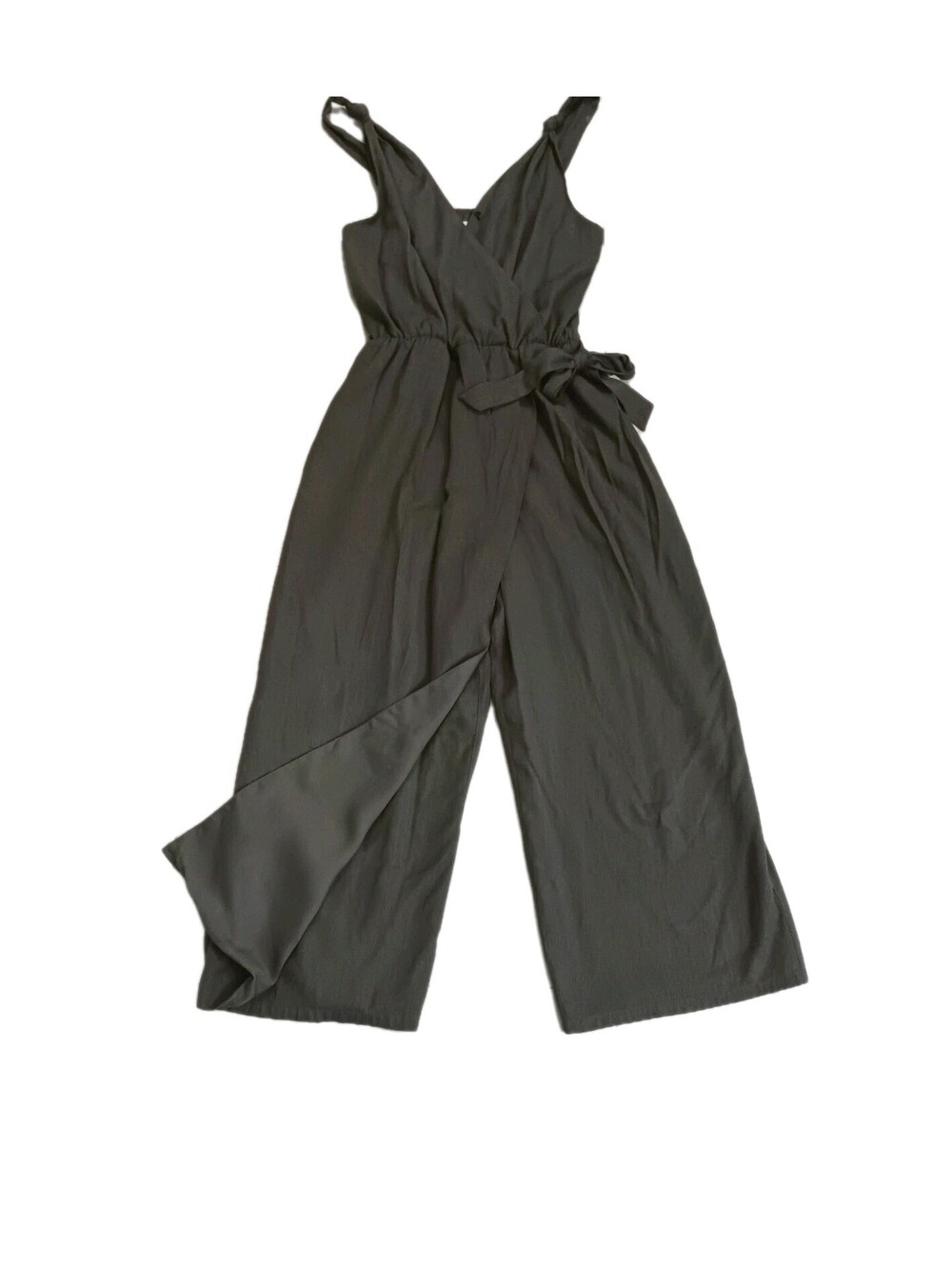 Greylin Anthropologie Jumpsuit Womens XS Dark Green Sleeveless Wrap Wide Leg Tie